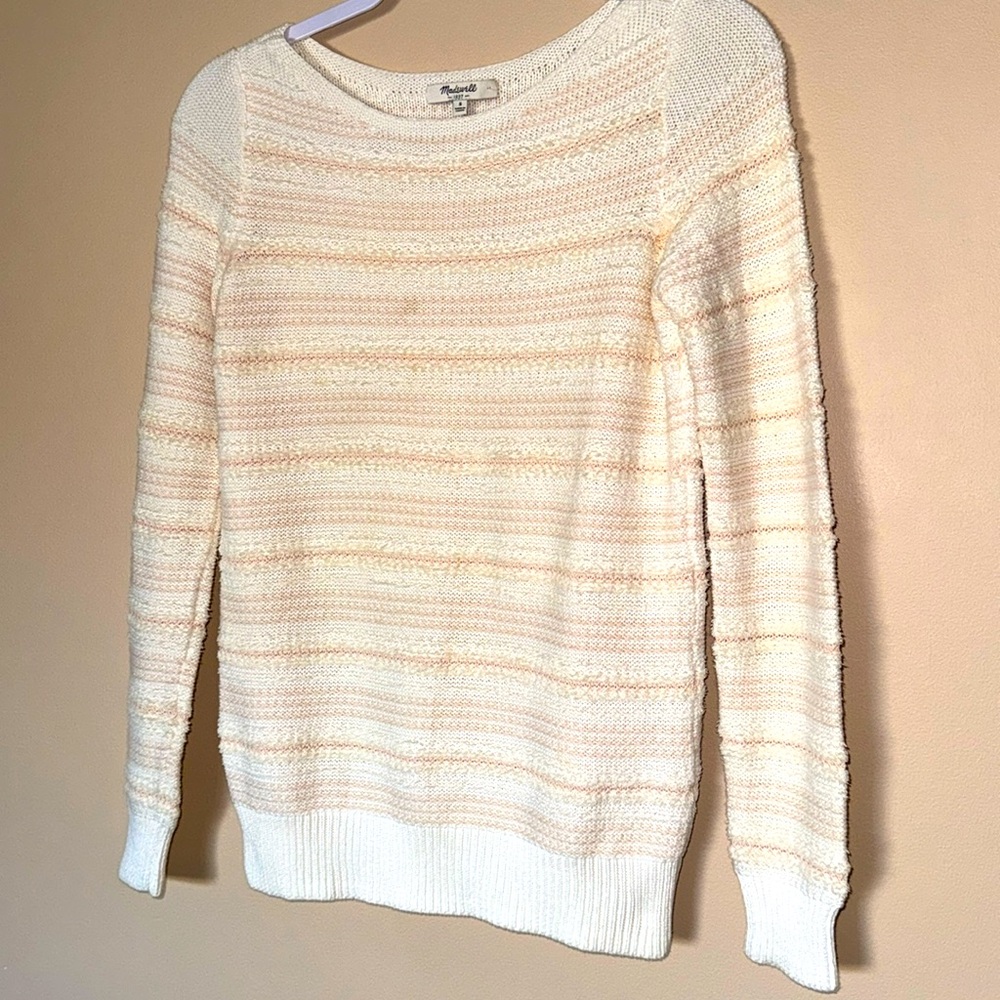 Madewell Cream and Tan Striped Sweater